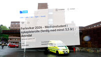 bilde av annonsen hvor de søker etter medisinstudent til sykepleierolle og arendal sykehus