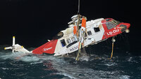Bildet viser helikopteret som havarerte kvelden onsdag 28. februar 2024.