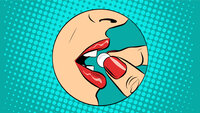 Illustrasjonen viser en kvinne som putter en pille i munnen.