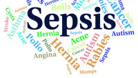 Ordsky med forskjellige sykdommer inkludert sepsis