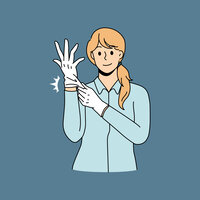 Illustrasjonen viser en kvinne som tar på seg hansker.